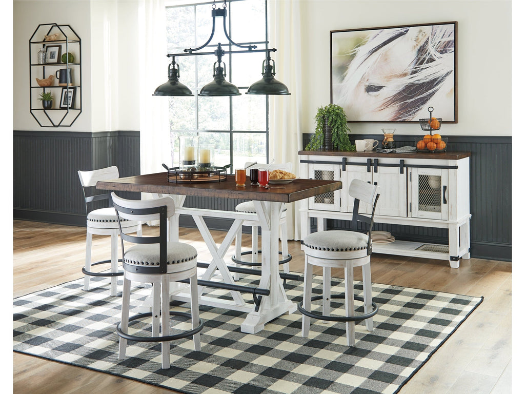 Valebeck Multi Counter Height Dining Table, 4 Barstools and Server