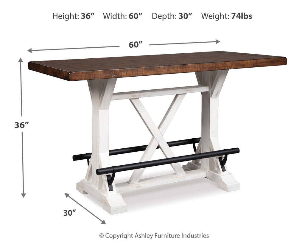 Valebeck Multi Counter Height Dining Table, 4 Barstools and Server