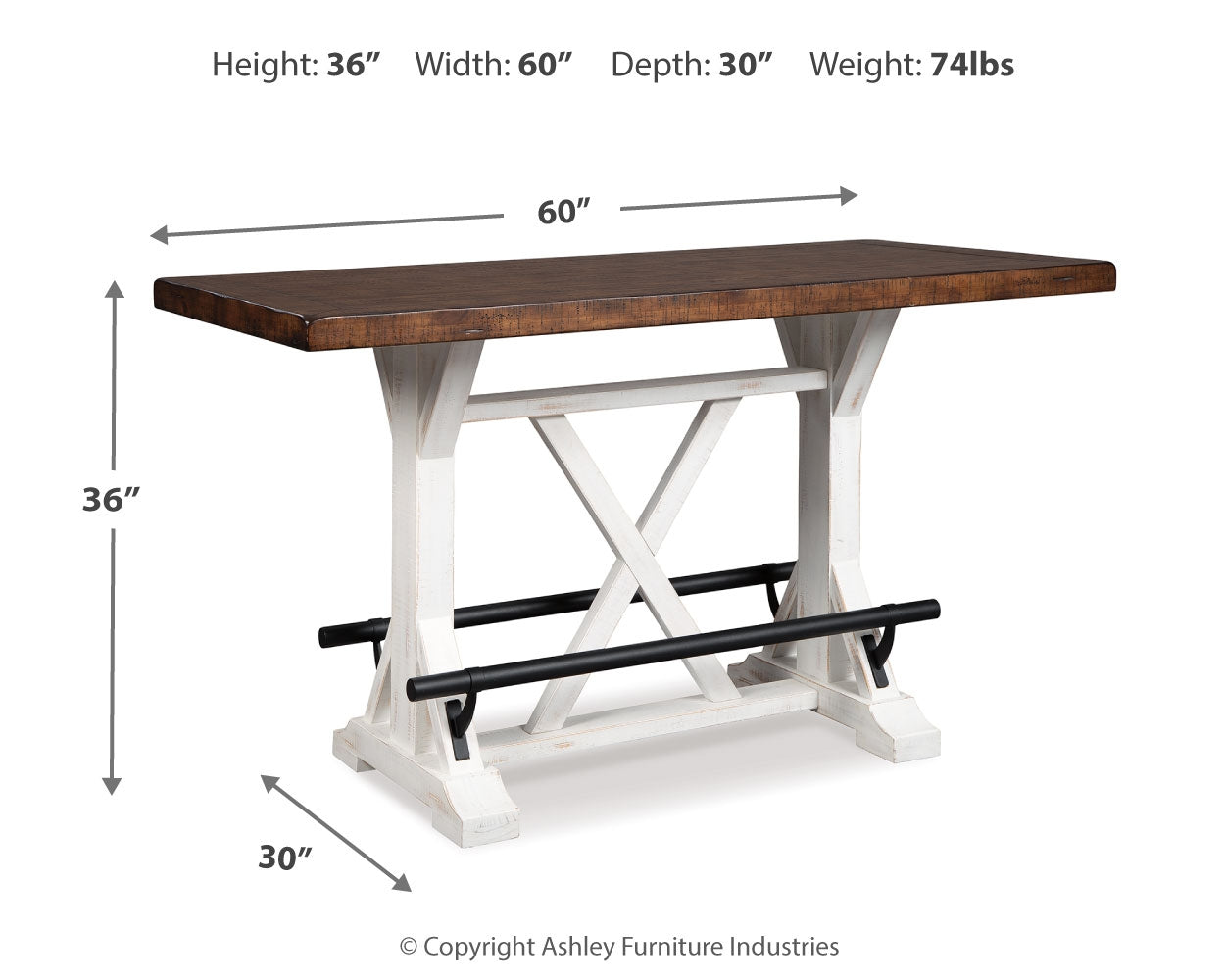 Valebeck Multi Counter Height Dining Table, 6 Barstools and Server