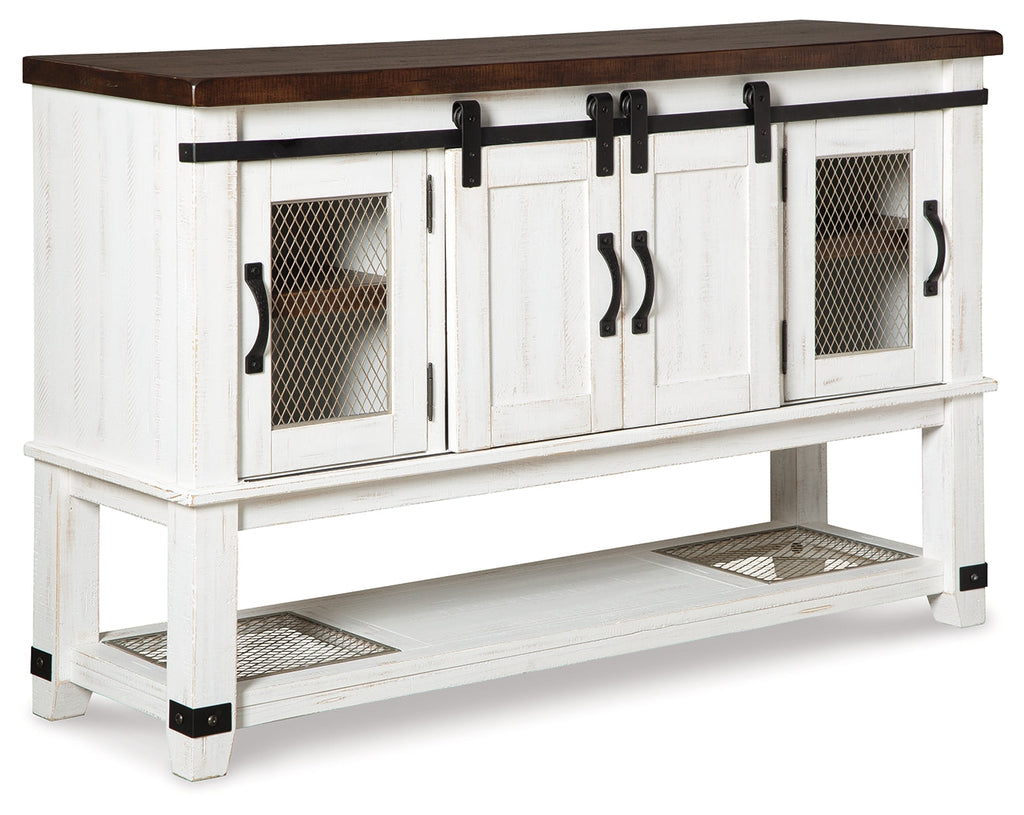 Valebeck Multi Counter Height Dining Table, 6 Barstools and Server