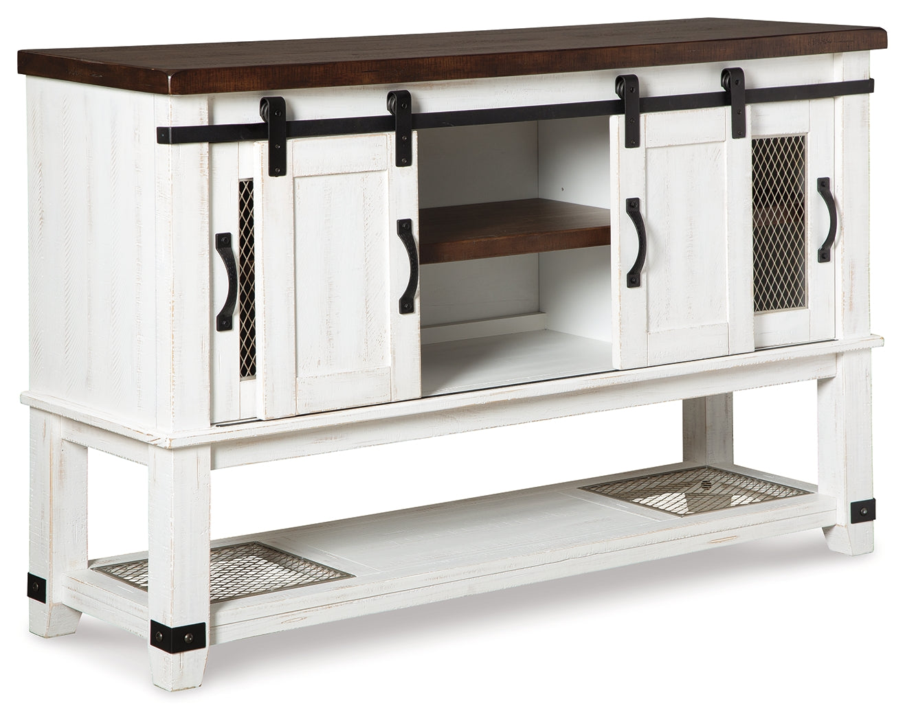 Valebeck Multi Counter Height Dining Table, 6 Barstools and Server