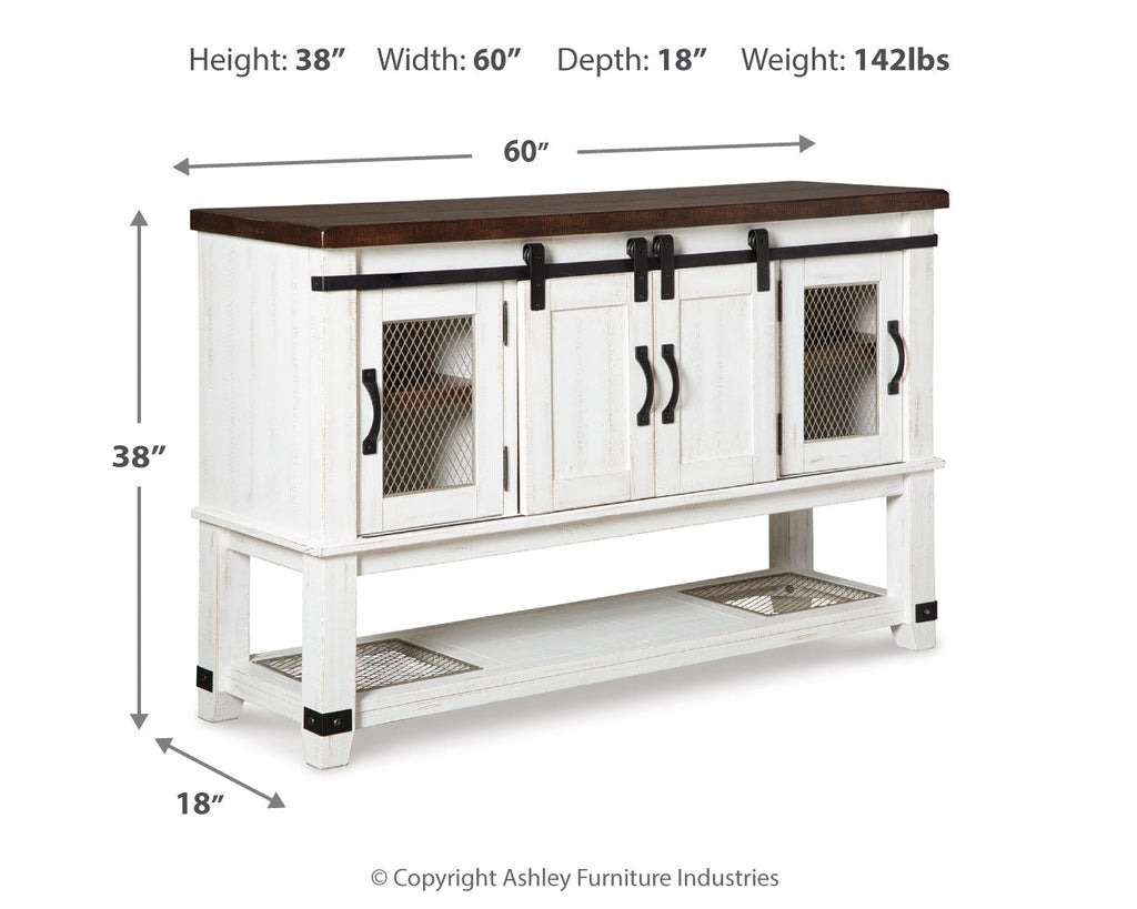 Valebeck Multi Counter Height Dining Table, 6 Barstools and Server