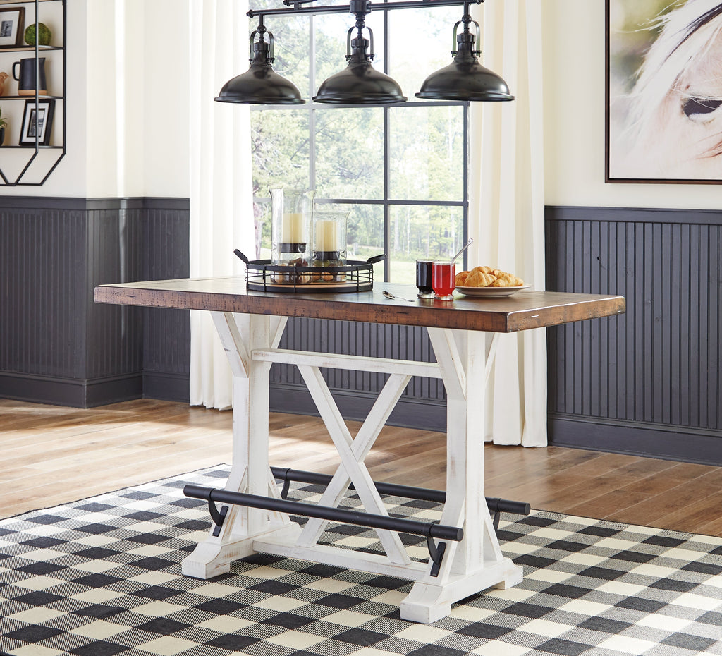 Valebeck Multi Counter Height Dining Table, 6 Barstools and Server