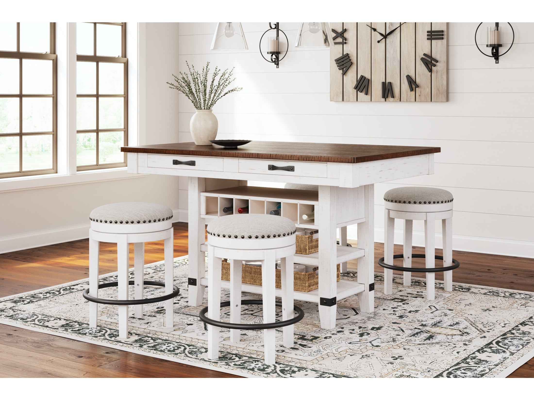 Valebeck Multi Counter Height Dining Table and 4 Barstools