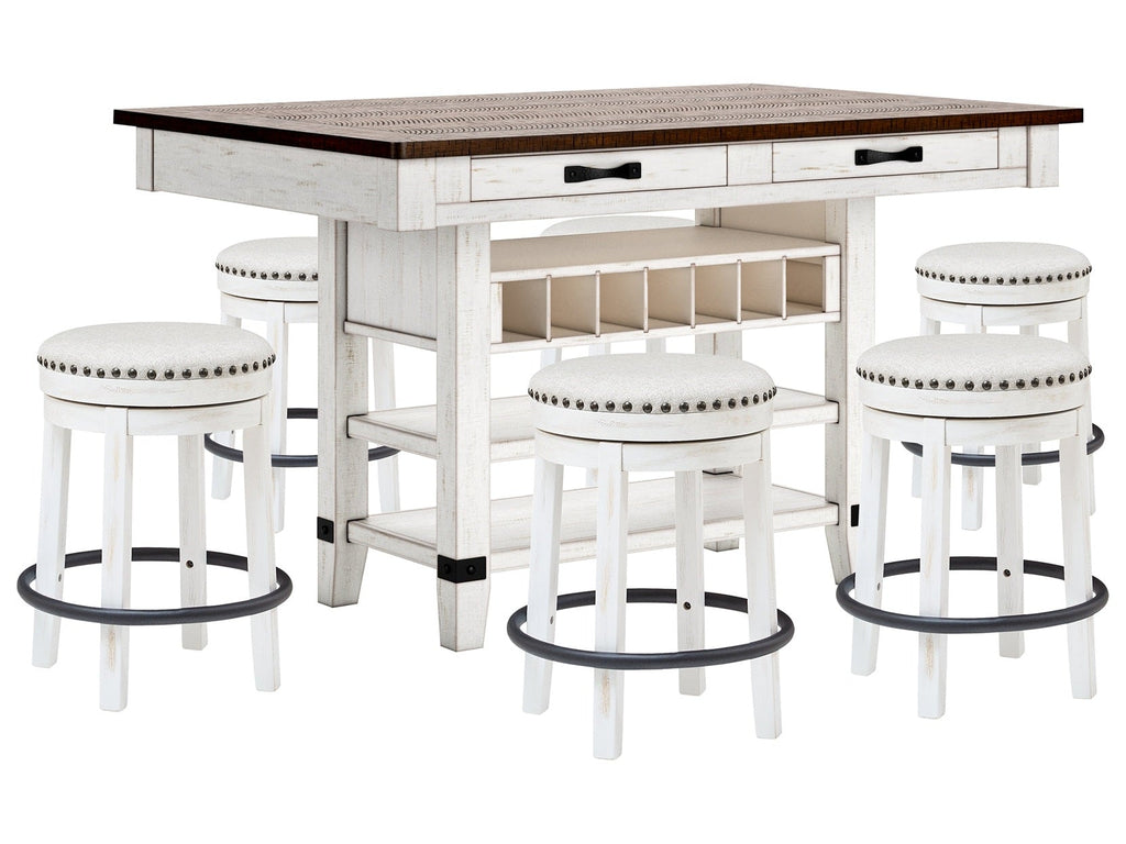 Valebeck Multi Counter Height Dining Table and 6 Barstools
