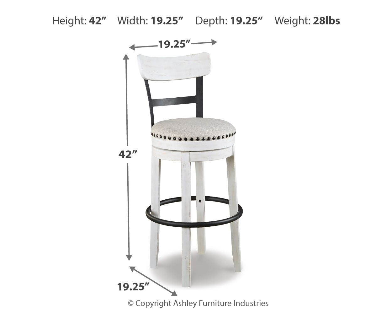 Valebeck White Bar Height Bar Chair