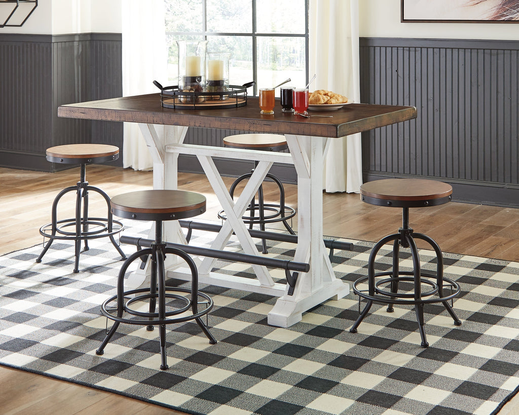 Valebeck White & Brown Counter Height Dining Table
