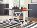 Valebeck White & Brown Counter Height Dining Table