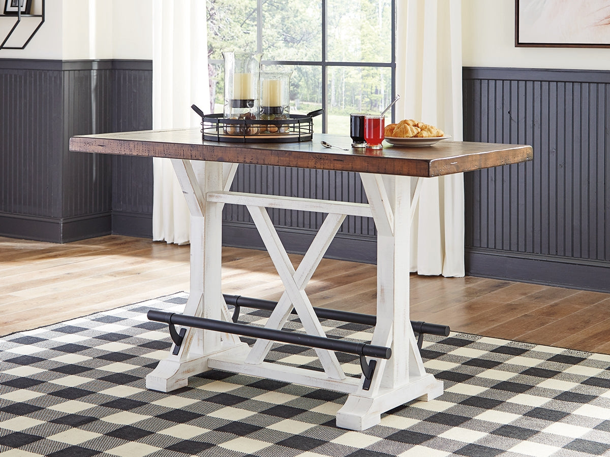 Valebeck White & Brown Counter Height Dining Table