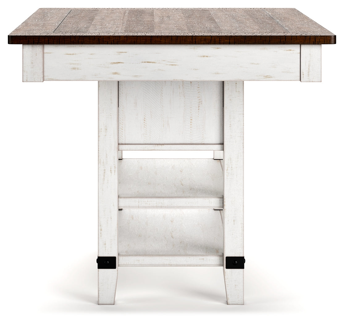 Valebeck White/Brown Counter Height Dining Table and 6 Chairs