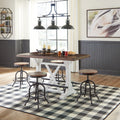 Valebeck White/Brown Counter Height Dining Table w/ 4 Barstools
