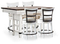 Valebeck White/Brown Counter Height Dining Table with 4 Barstools