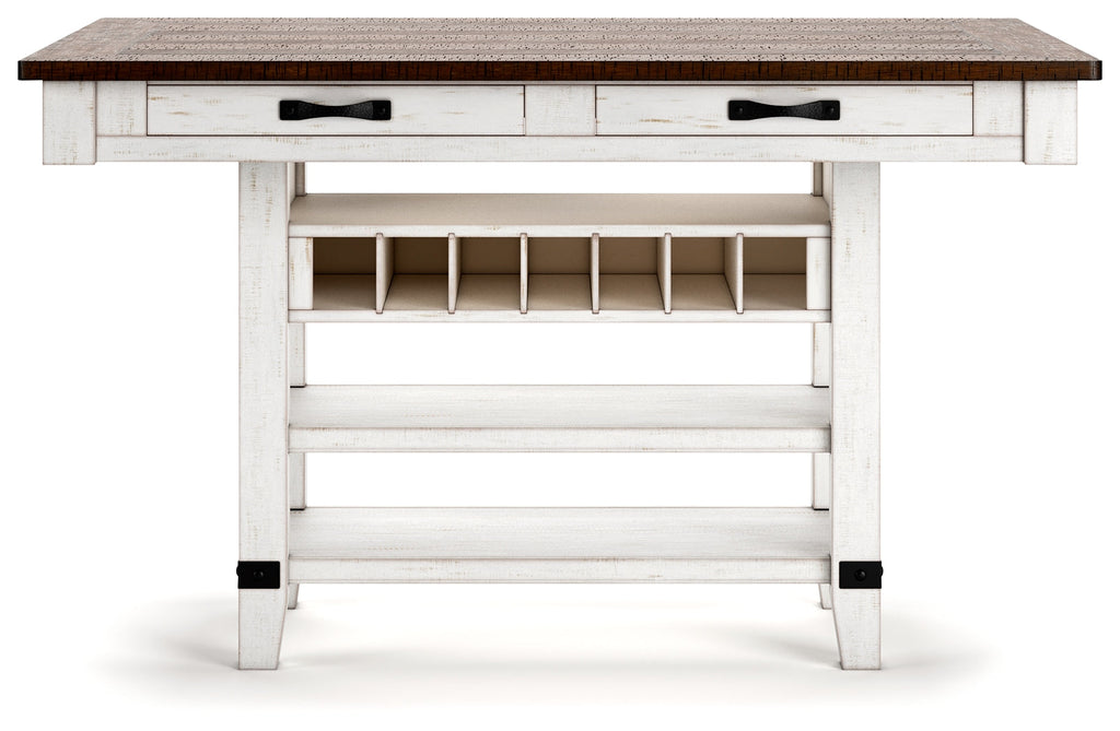 Valebeck White/Brown Counter Height Dining Table with 4 Barstools