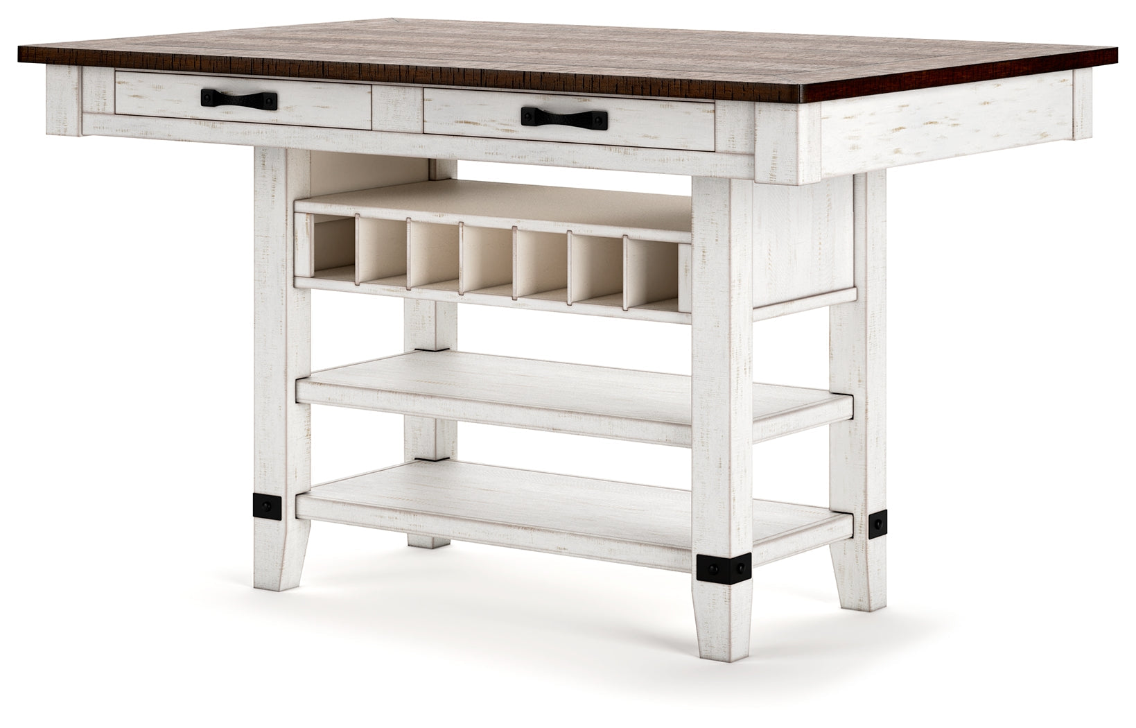 Valebeck White/Brown Counter Height Dining Table with 4 Barstools