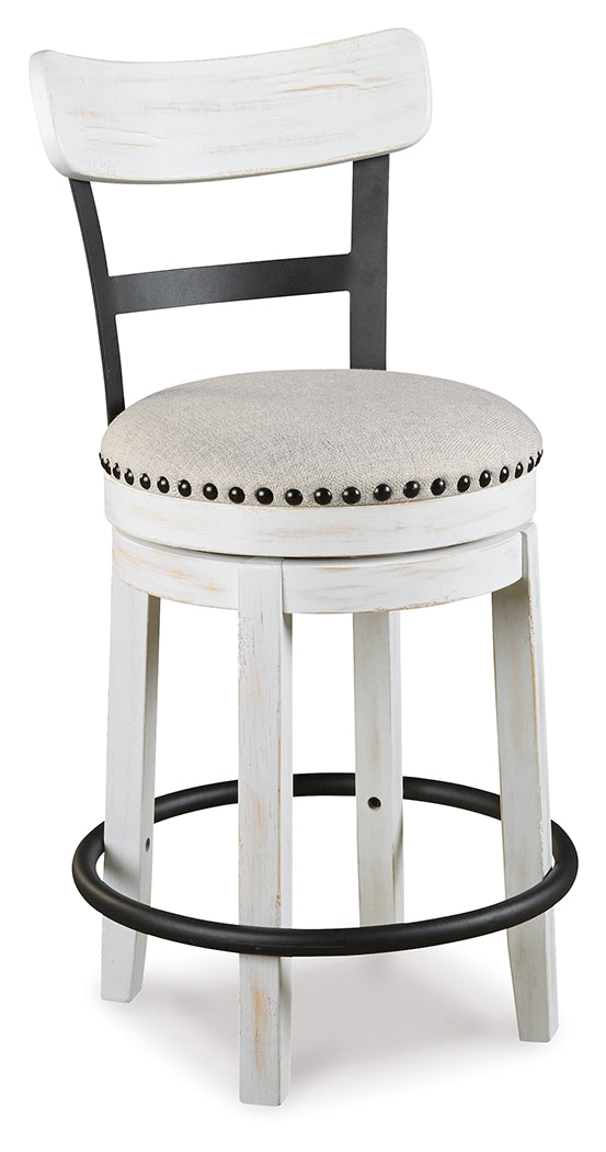 Valebeck White/Brown Counter Height Dining Table with 4 Barstools