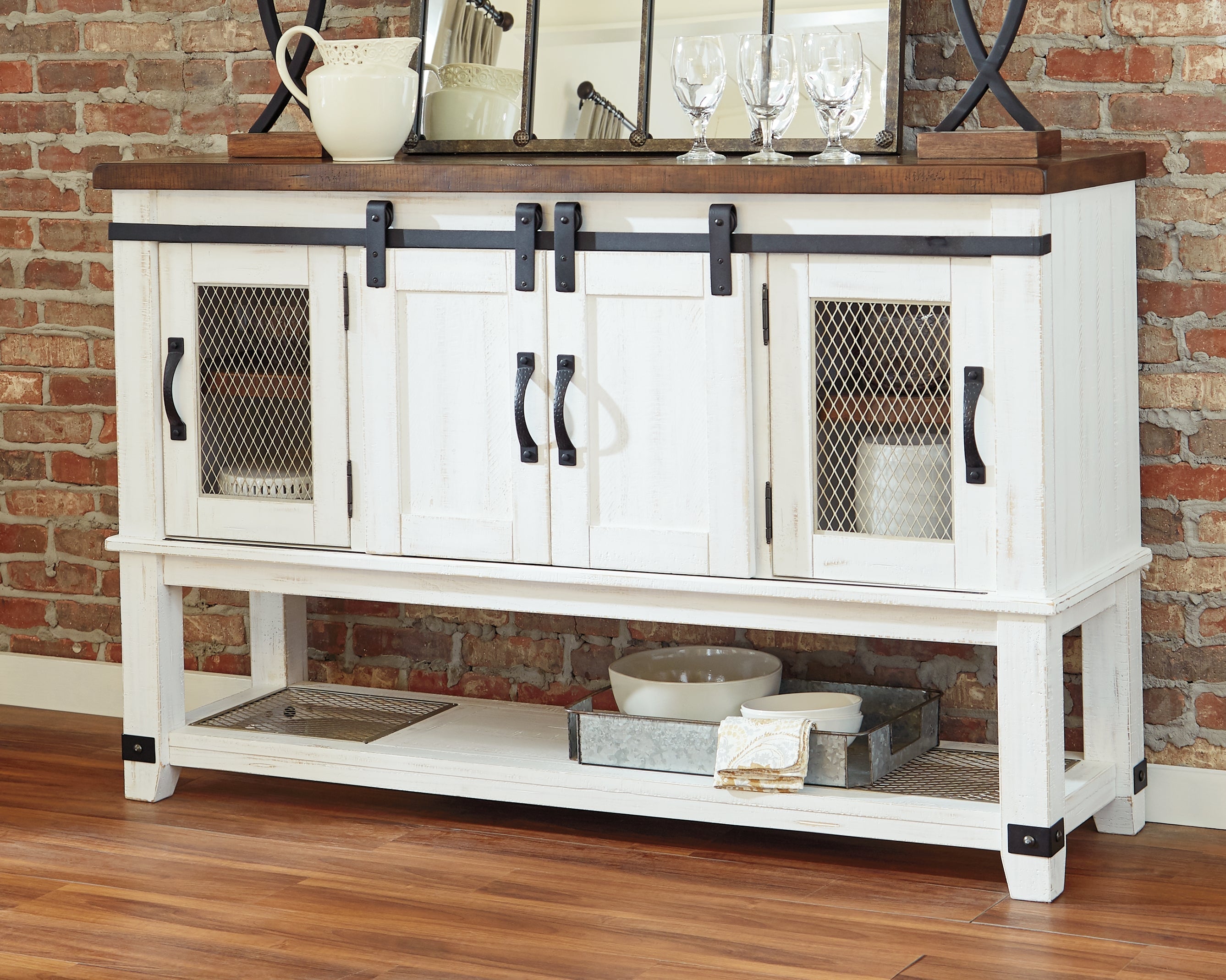 Valebeck White & Brown Dining Server/Sideboard