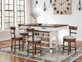Valebeck White/Brown/Linen Counter Height Dining Table and 4 Barstools