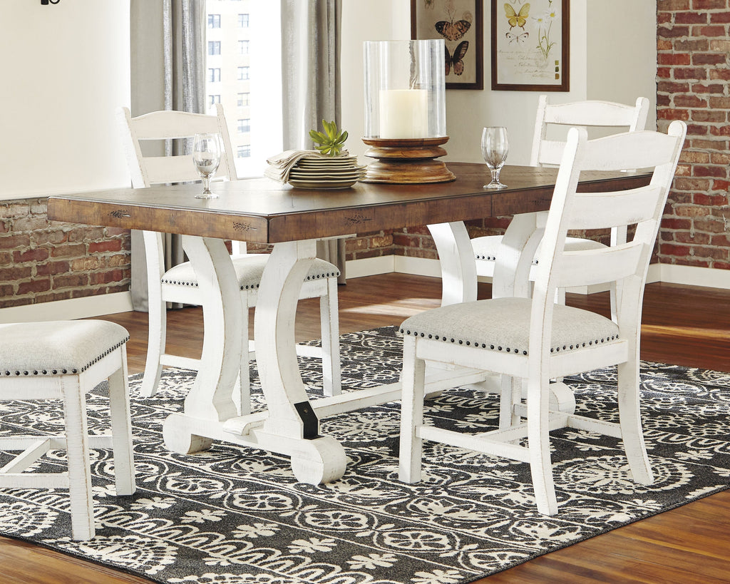 Valebeck White & Brown Rectangular Dining Table w/ Leaf