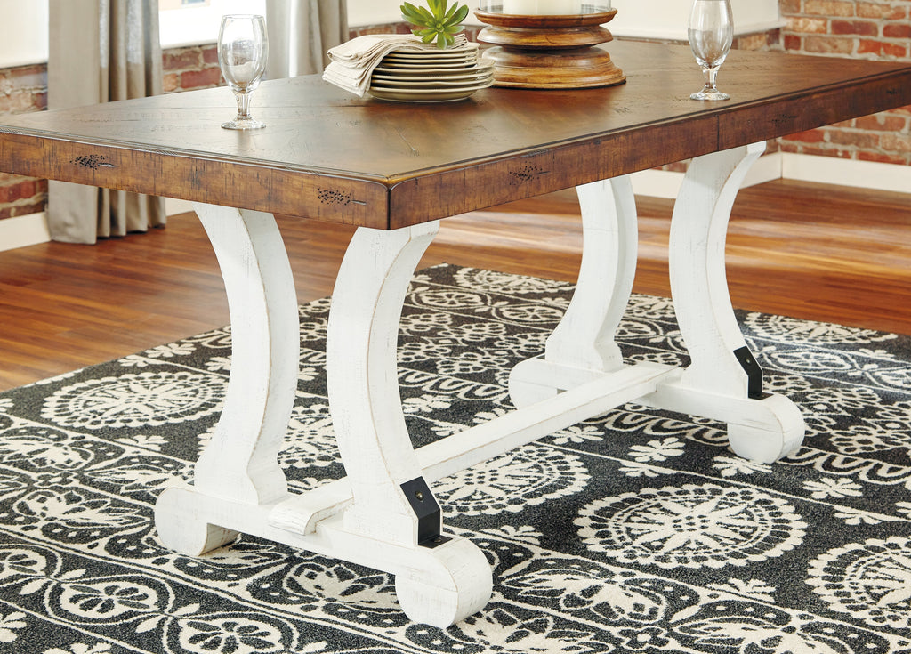 Valebeck White & Brown Rectangular Dining Table w/ Leaf