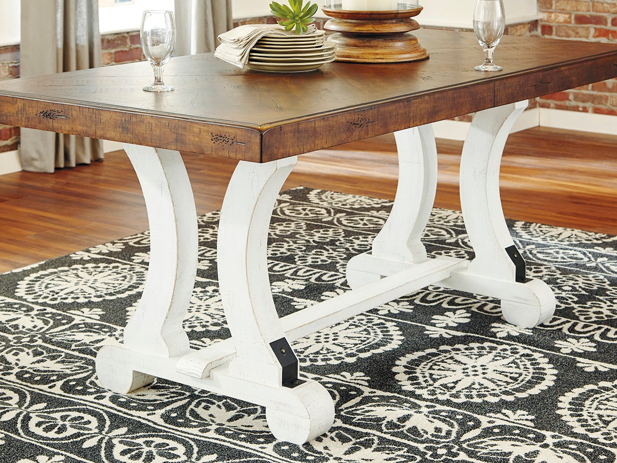 Valebeck White & Brown Rectangular Dining Table w/ Leaf