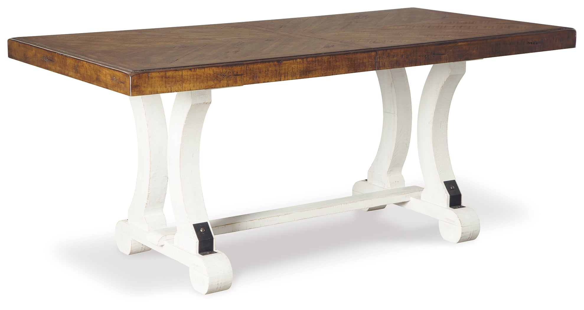 Valebeck White & Brown Rectangular Dining Table w/ Leaf