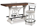 Valebeck White Counter Height Dining Table and 2 Barstools