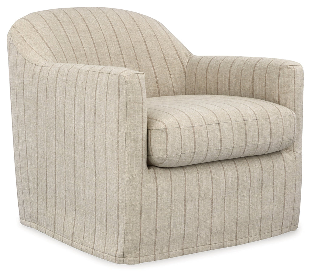 Valwick Cream/Brown Swivel Accent Chair