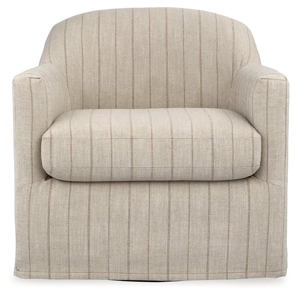 Valwick Cream/Brown Swivel Accent Chair