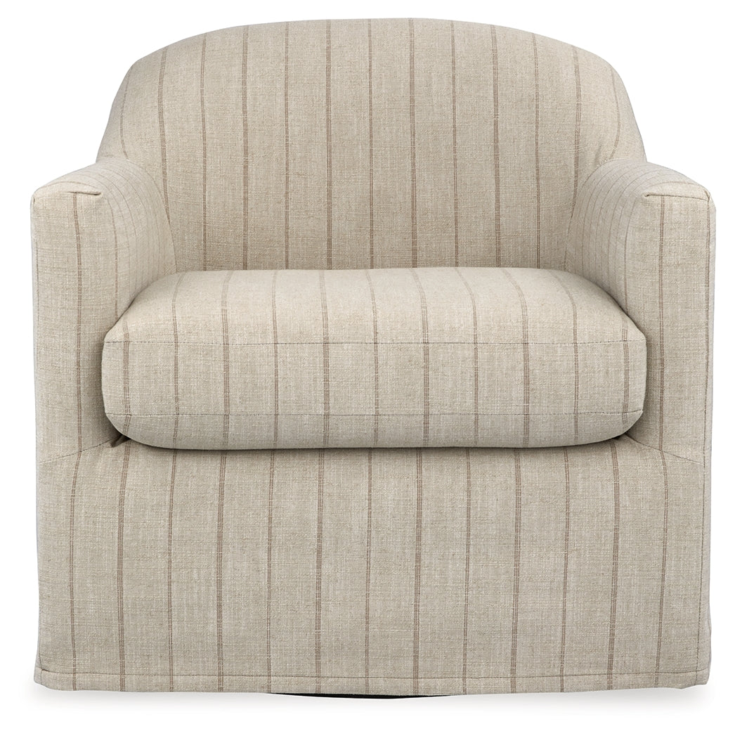 Valwick Cream/Brown Swivel Accent Chair