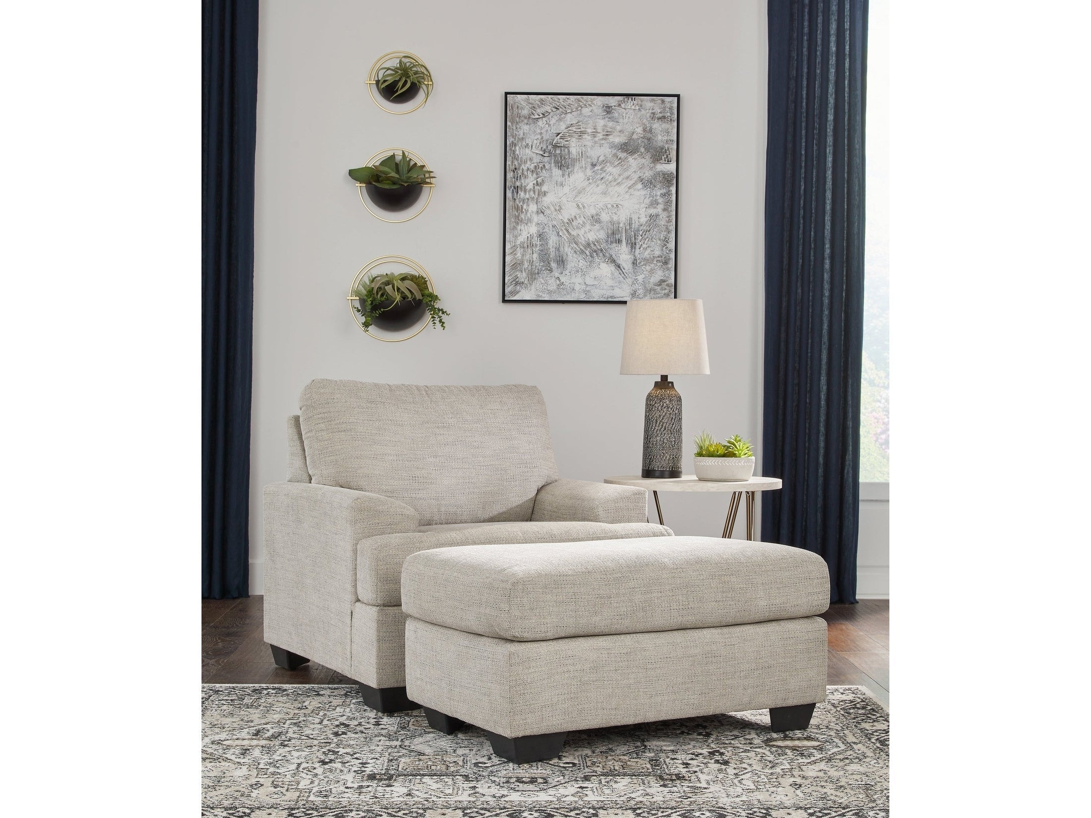 Vayda Gray Chair and Ottoman