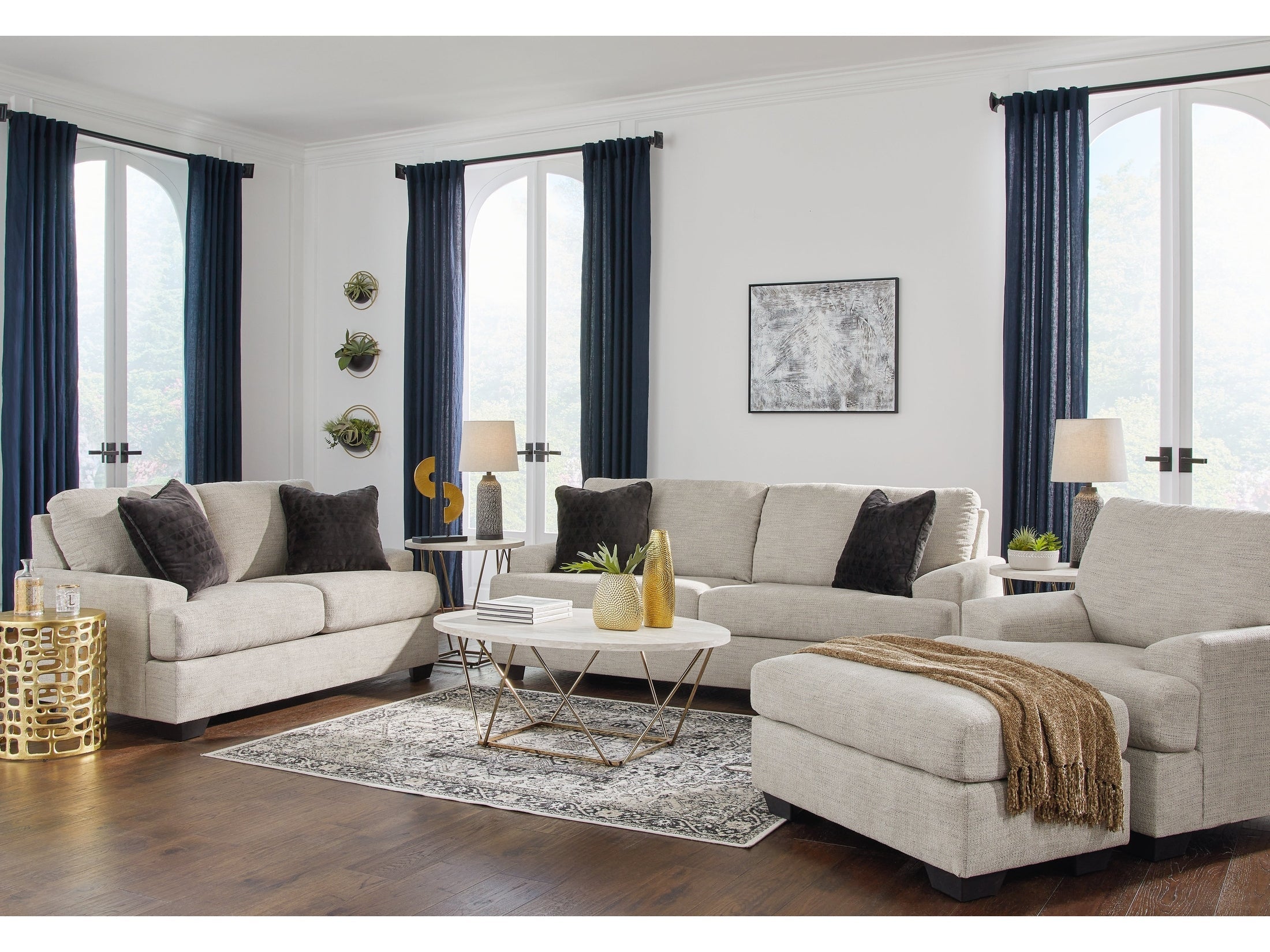 Vayda Sofa, Loveseat, Chair and Ottoman, Gray