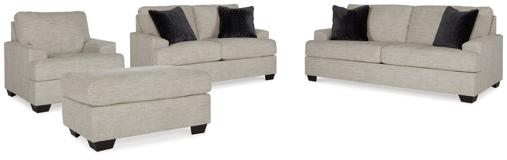 Vayda Sofa, Loveseat, Chair and Ottoman, Gray