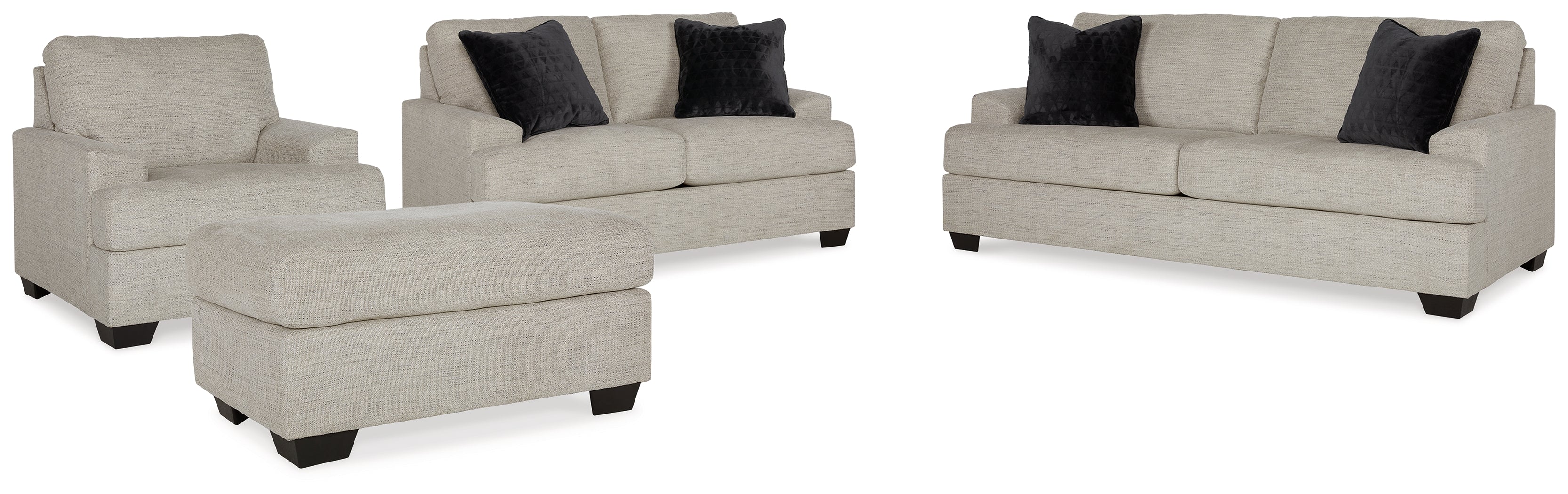 Vayda Sofa, Loveseat, Chair and Ottoman, Gray