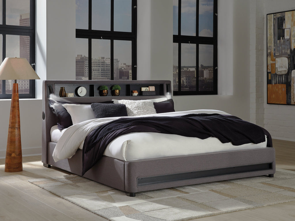 Verishaw Gray California King Upholstered Bed
