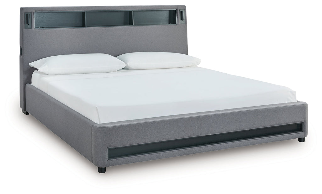 Verishaw Gray California King Upholstered Bed