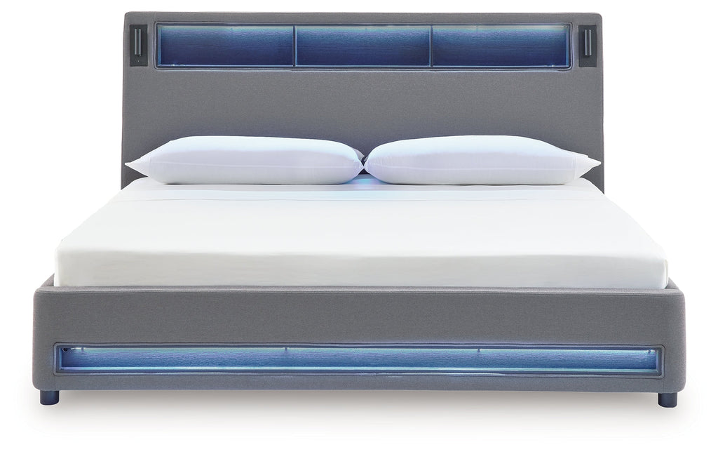 Verishaw Gray California King Upholstered Bed