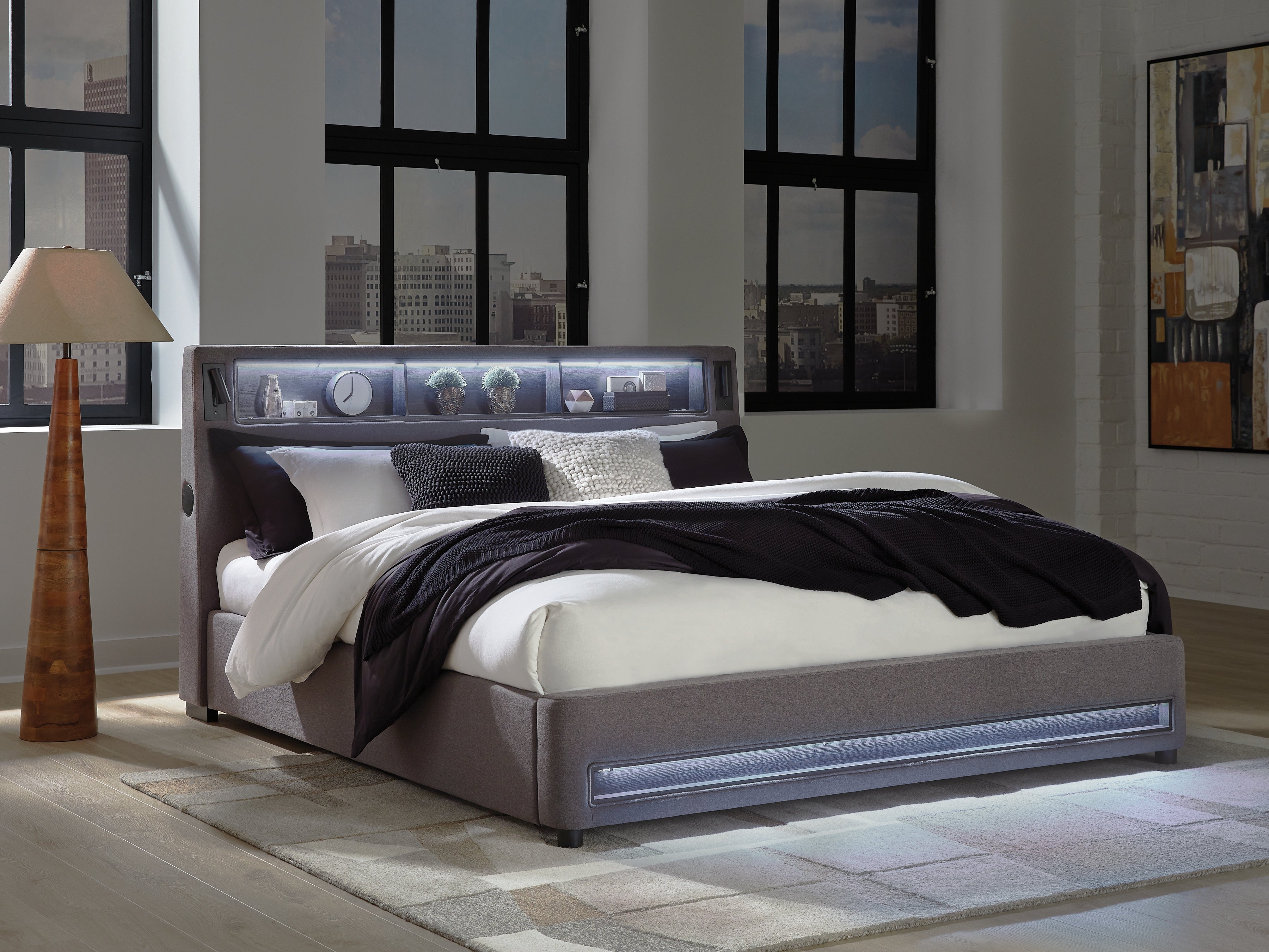 Verishaw Gray California King Upholstered Bed