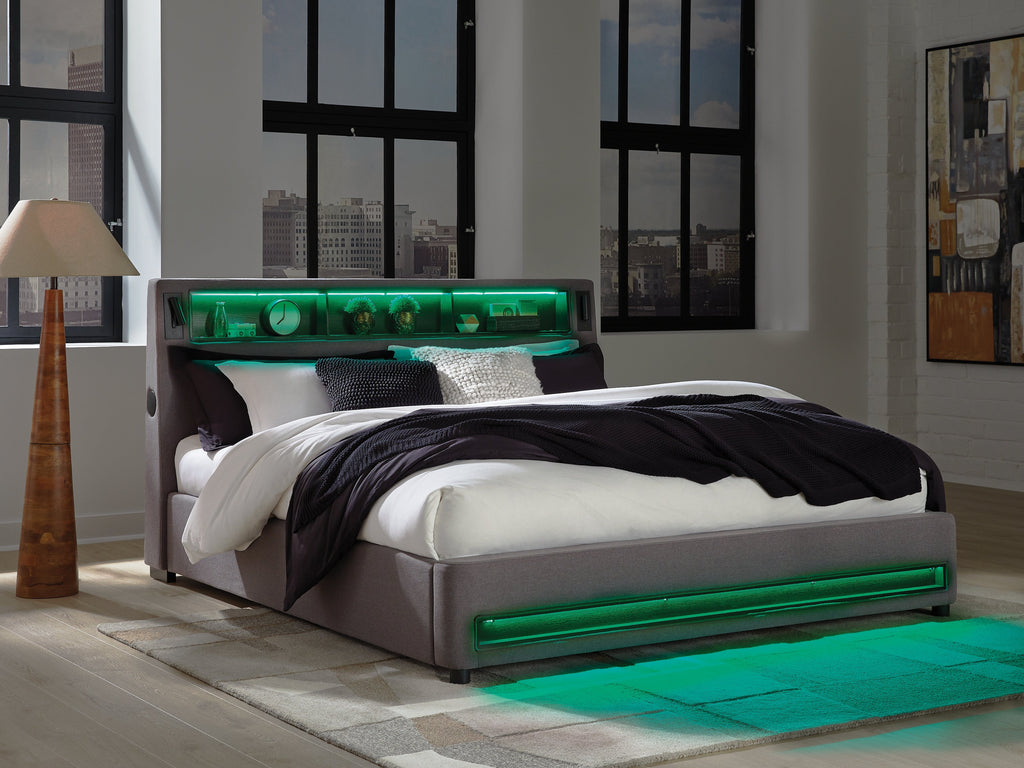 Verishaw Gray California King Upholstered Bed