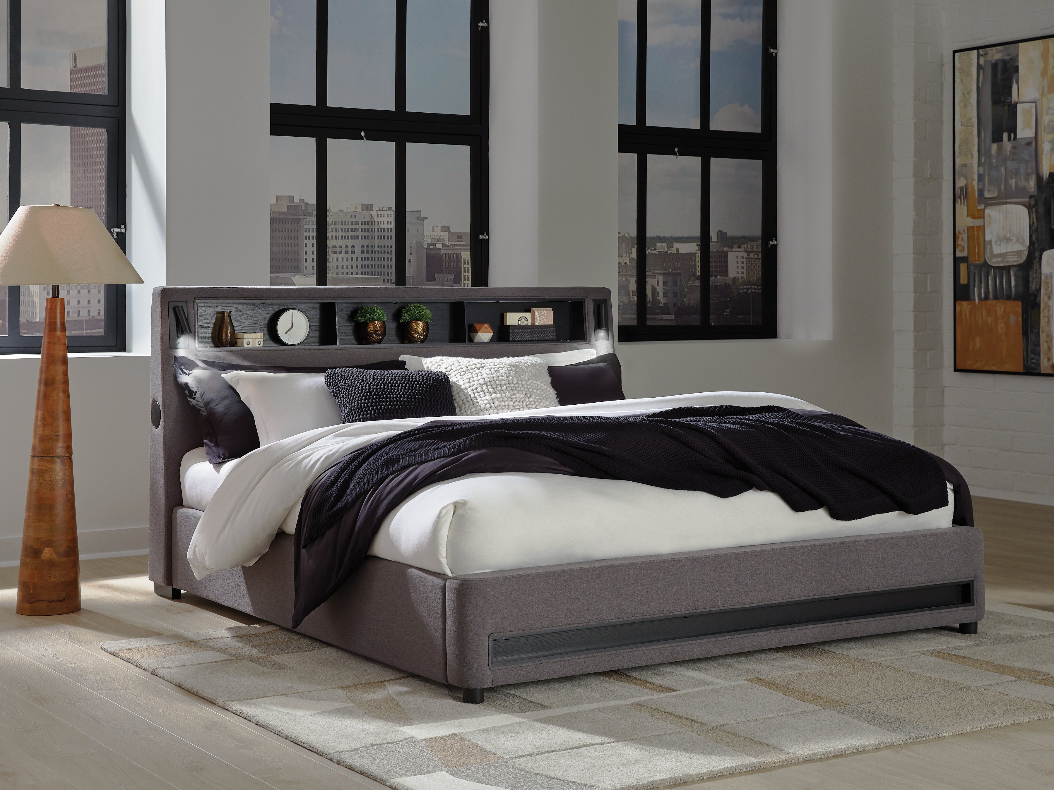 Verishaw Gray King Upholstered Bed