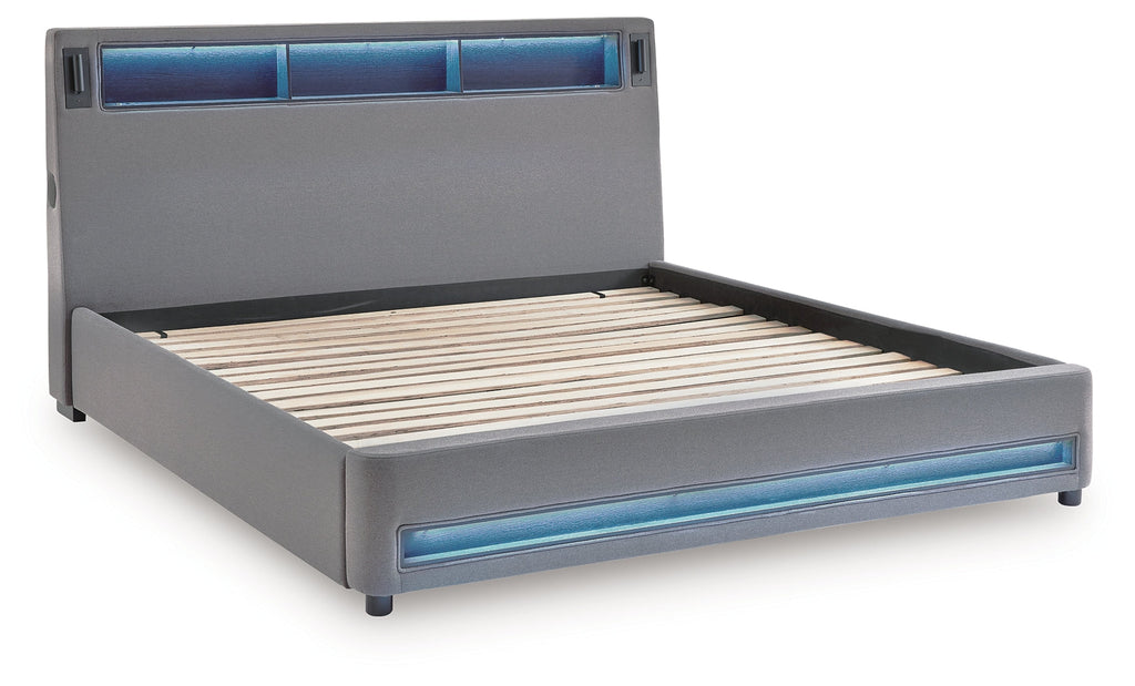 Verishaw Gray Queen Upholstered Bed