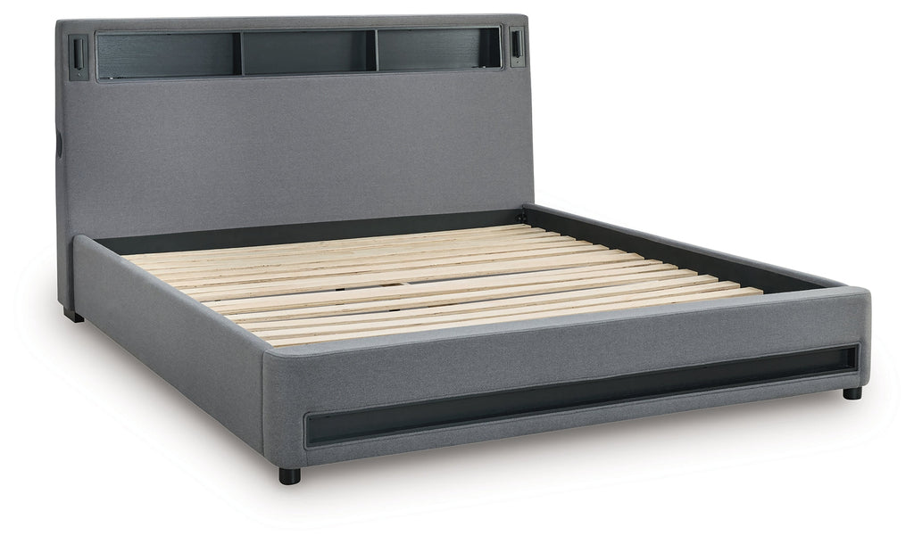 Verishaw Gray Queen Upholstered Bed