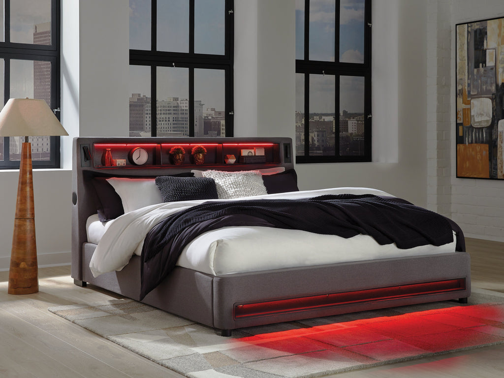 Verishaw Gray King Upholstered Bed