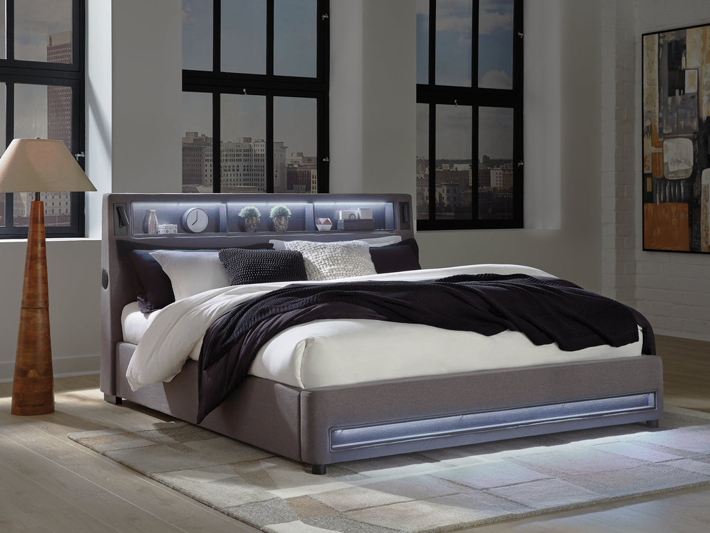 Verishaw Gray King Upholstered Bed
