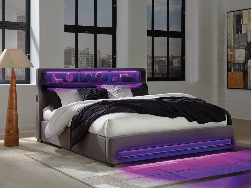 Verishaw Gray Queen Upholstered Bed