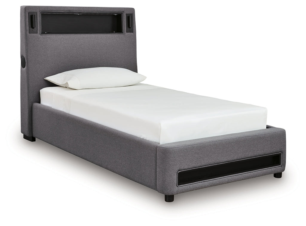 Verishaw Gray Twin Upholstered Bed