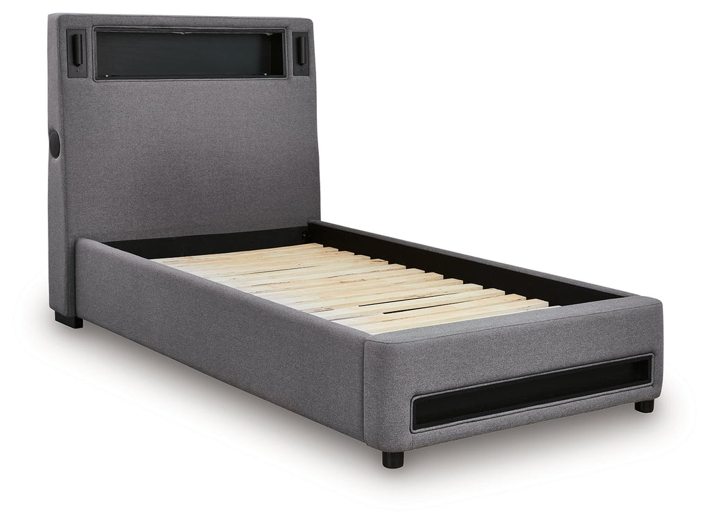 Verishaw Gray Twin Upholstered Bed