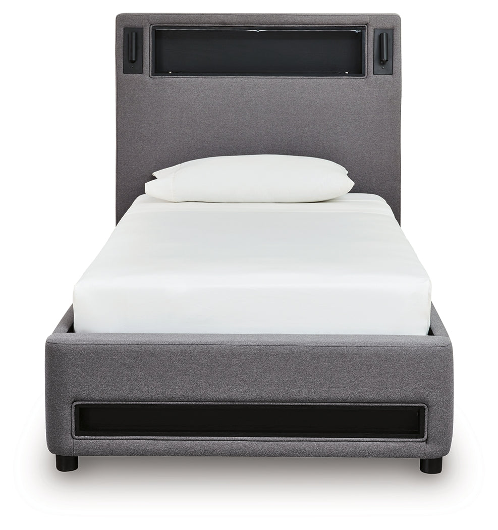 Verishaw Gray Twin Upholstered Bed