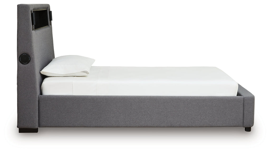 Verishaw Gray Twin Upholstered Bed