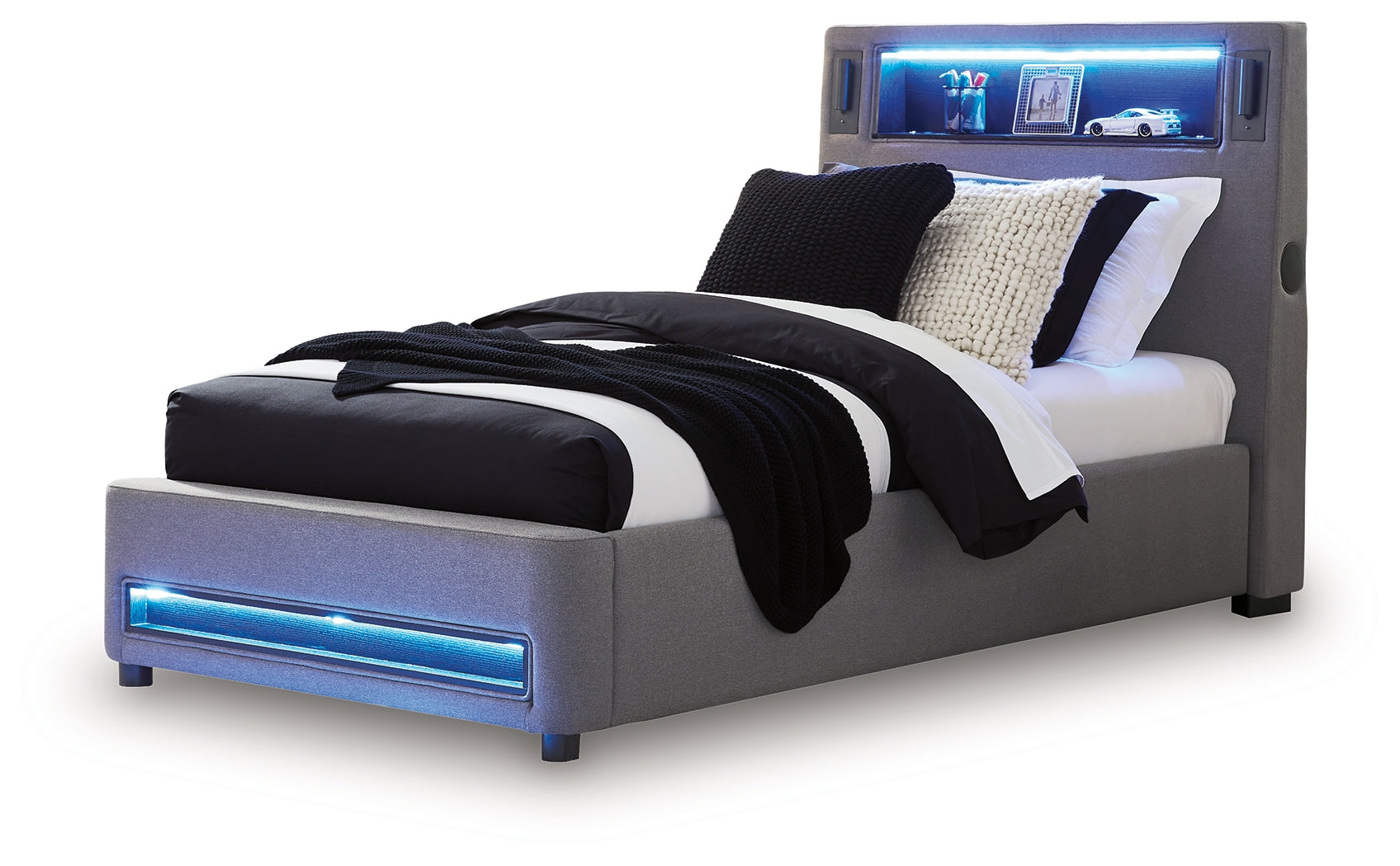 Verishaw Gray Twin Upholstered Bed