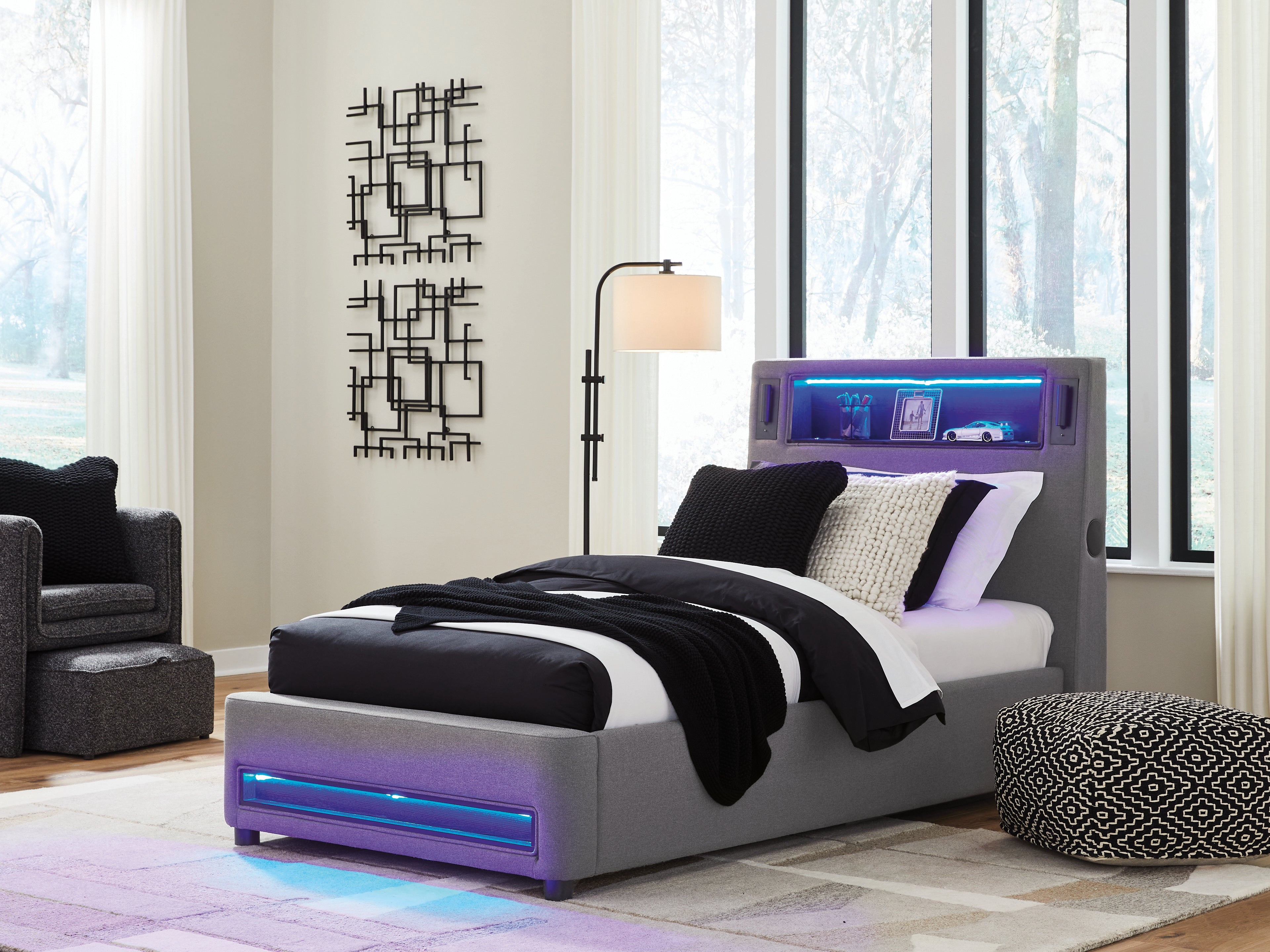 Verishaw Gray Twin Upholstered Bed